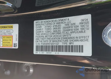 2025 Honda Cr-V Ex Awd z USA, uszkodzony, nr VIN 7FARS4H47SE011327